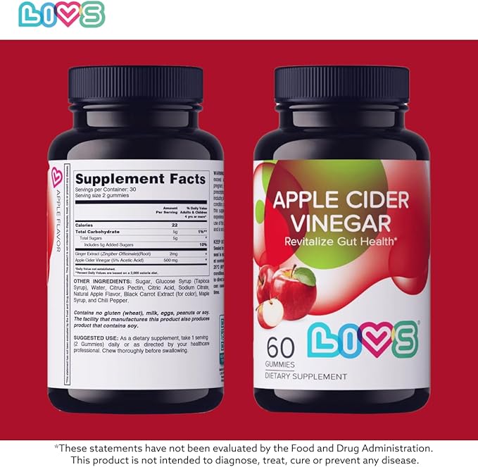 Apple Cider Vinegar Gummies | Organic Vegan ACV Supplement for Detox, Gut Health, Metabolism, Immune Support & Energy – Gluten-Free, Non-GMO & Vegan Gummies in Apple Cider Flavor – 120ct