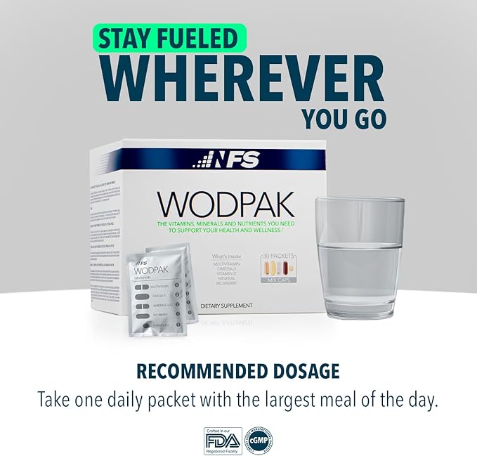 NF Sports WodPak Complete Daily Multivitamin Vitamin Pack for Men and Women, Soft-Gel Berry-Flavored Multivitamins with Vitamin D, Vitamin D3, Zinc, Omega 3, 30 Servings (Pack of 1)