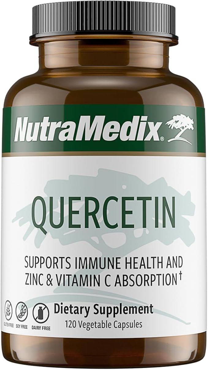 NutraMedix Quercetin - Quercetin 500mg Capsules - Antioxidant & Immune Support Supplement for Heart Health - Aids in Zinc & Vitamin C Absorption (120 Vegetarian Capsules)