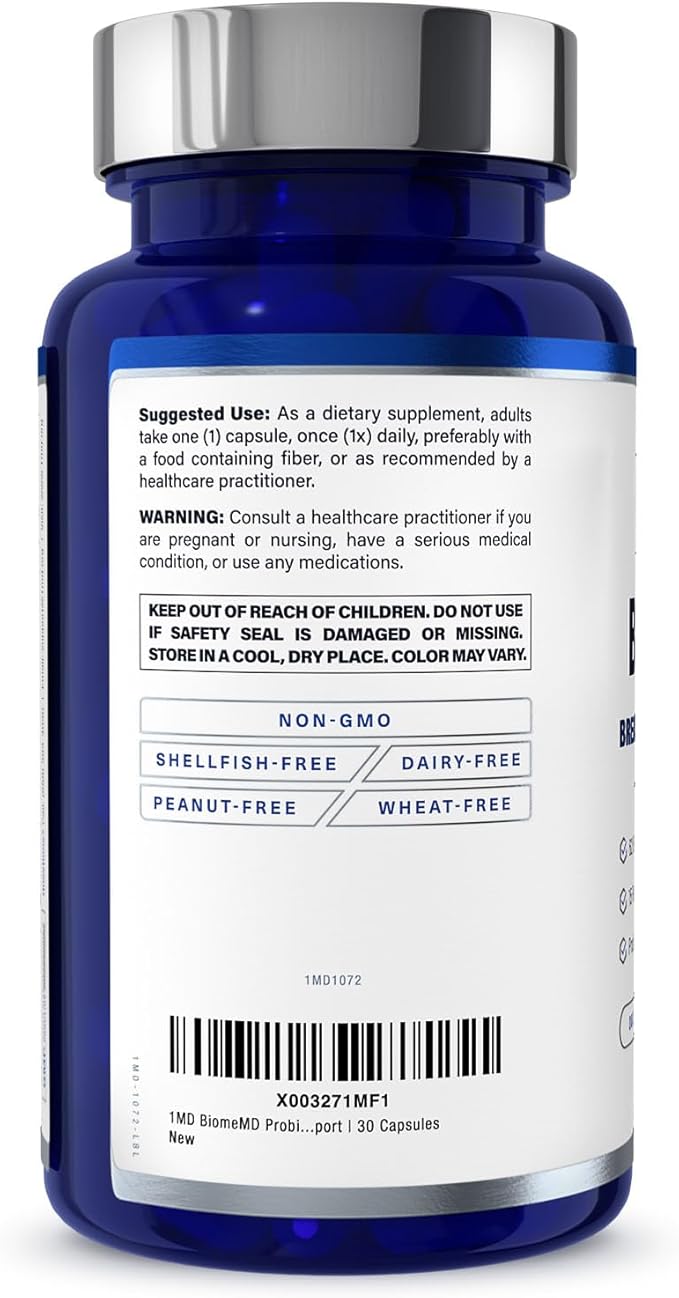 1MD Nutrition BiomeMD Probiotics for Women - Daily Prebiotics and Probiotics for Women - More Than 60 Billion CFUs, 15 Strains - Womens Probiotic to Support Urinary & Vaginal Health - 30 Capsules