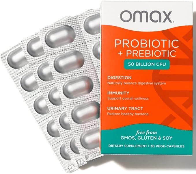 Omax3 Boxes Vegan Probiotic + Prebiotic Supplement Pills, 50 Billion CFU, 10 Clinically Studied Strains, Dairy-Free, Non-GMO, Blister Packed (90 Vege-Capsules)