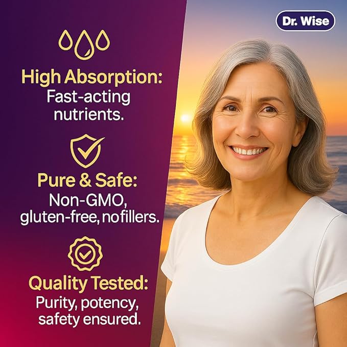 Dr. Wise Vitamin D3 + K2 – 5000 IU D3 with MK-7, One Per Day, for Strong Bones, Heart Health & Rejuvenated Vitality – Easy Swallow, Non-GMO – 60 Capsules, 2-Month Supply