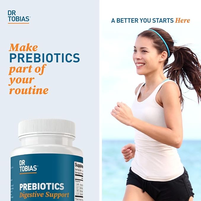 Dr. Tobias Prebiotics Digestive Support, Advanced Prebiotic Supplement for Gut Health, Immune Function & Boost for Probiotics for Women & Men, Vegan, Non-GMO, 90 Capsules, 90 Servings