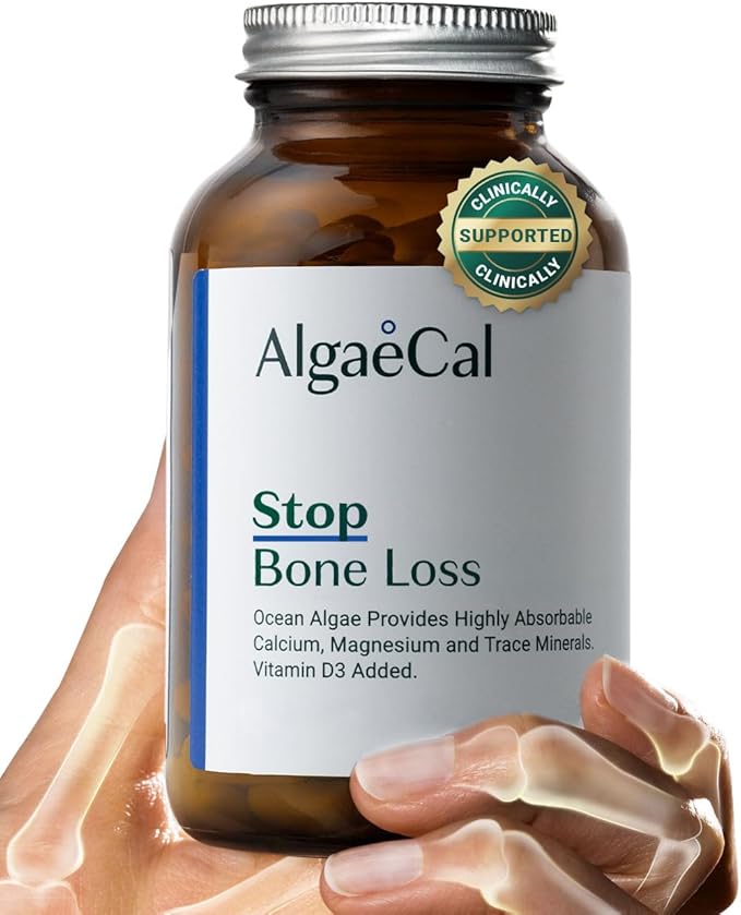 ALGAECAL- Plant Based Calcium Supplement with Vitamin D3 (1000 IU) for Bone Strength, Contains 13 Minerals Supporting Bone Health, Organic Calcium (750 mg) for Women & Men, 90 Veggie Caps, Made in USA