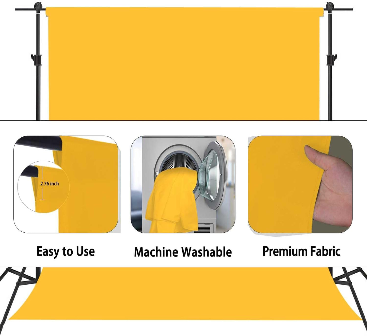 Yellow Photo Backdrop, Photo Booth Portrait Photography Backdrops, Studio Yellow Backdrop for Photoshoot Streaming Video Shooting 5x7ft