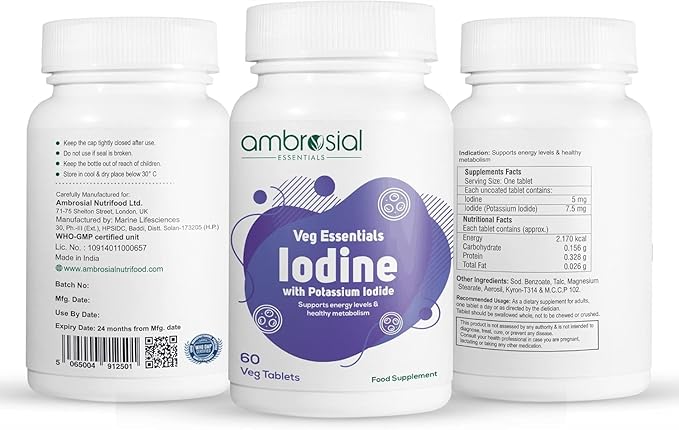 AMBROSIAL Iodine 5000mcg Tablets (Pack of 2-120 Tablets)