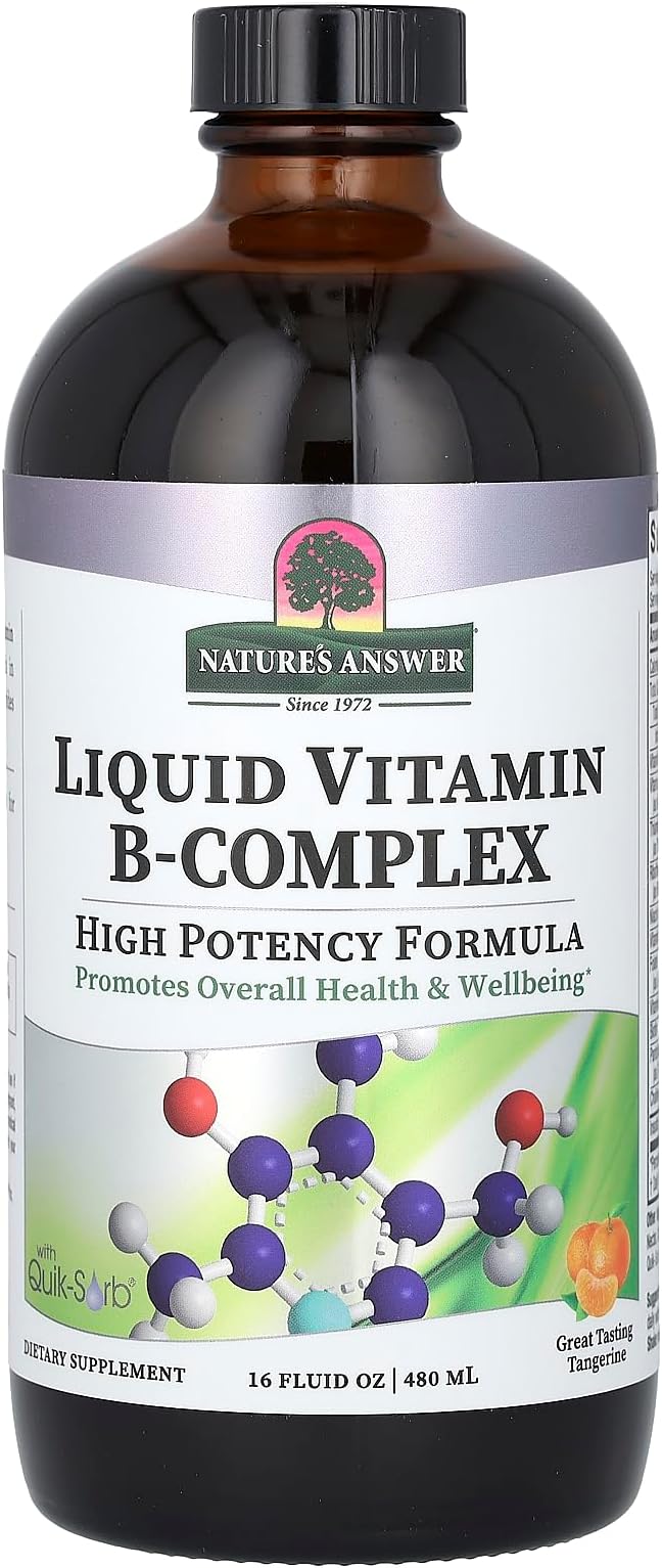 Nature's Answer Liquid Vitamin B-Complex Supports Healthy Energy Levels | Promotes Healthy Nerve Function | All-Natural Tangerine Flavor | Gluten-Free & Benzoate-Free 16oz