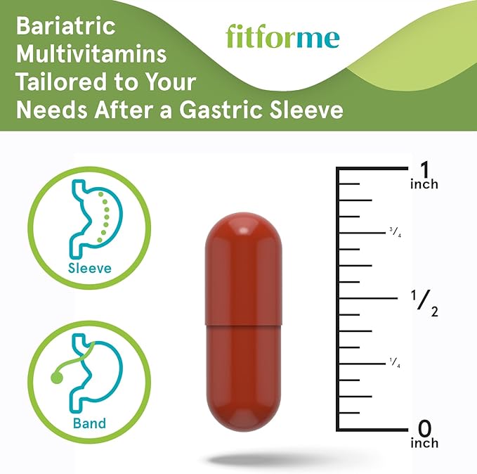 FitForMe Bariatric Multivitamins with Iron After Gastric Sleeve - One a Day WLS Optimum Capsule - 90 Days Supply of Vitamins & Minerals, Scientifically Proven