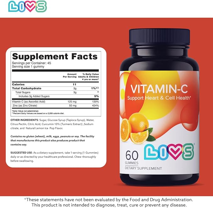 Vitamin C 250mg Gummies for Kids & Adults | antioxidants & Immune Support Supplement | Hair, Skin and Nails Vitamins for Women & Men | Vegen & Free from GMO & Gluten - 250mg VIT C/Dose - 120 ct