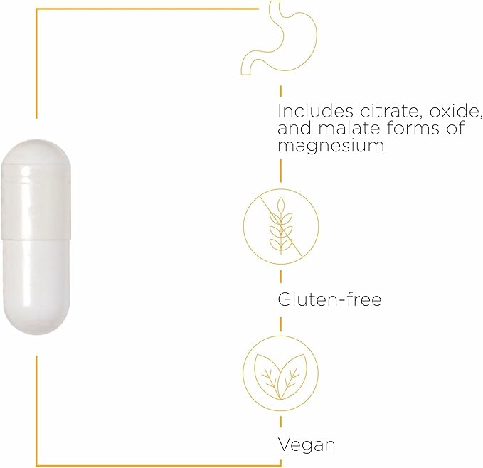 Integrative Therapeutics Tri-Magnesium - Supports Cellular Energy & Energy Metabolism* - Magnesium Supplement for Heart & Nerve Health Support* - Dairy-Free & Gluten-Free - 90 Capsules (90 Servings)