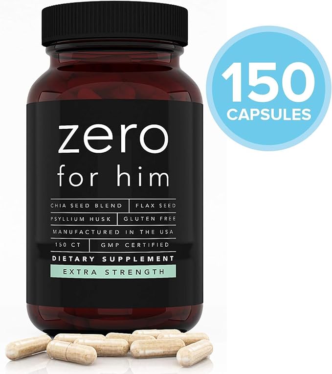 California Basics Extra Strength Fiber Supplements for Men (150 Count) - Daily Dietary Chia Flaxseed Psyllium Husk Vegan Capsules - High Fiber Supplement Pills Zero for Him Fiber Pills