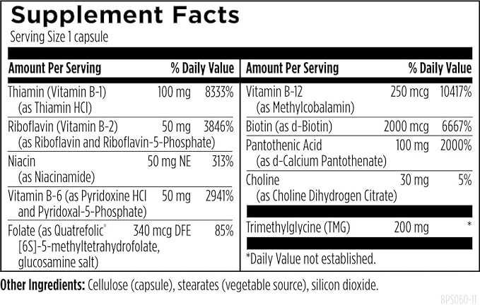 Designs for Health Methylated Vitamin B Complex - Vitamin B Supplements with B12 Vitamins, B1, B3, Niacin, B6, Folate & Biotin - Methylated Multivitamin for Metabolic + Heart Health (60 Capsules)