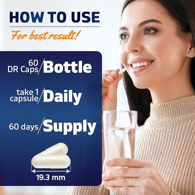 Vitamatic Clostridium butyricum 25 Million - Gut Health - 60 DR Capsules (Delayed Released) - Made with Prebiotic Inulin Fiber