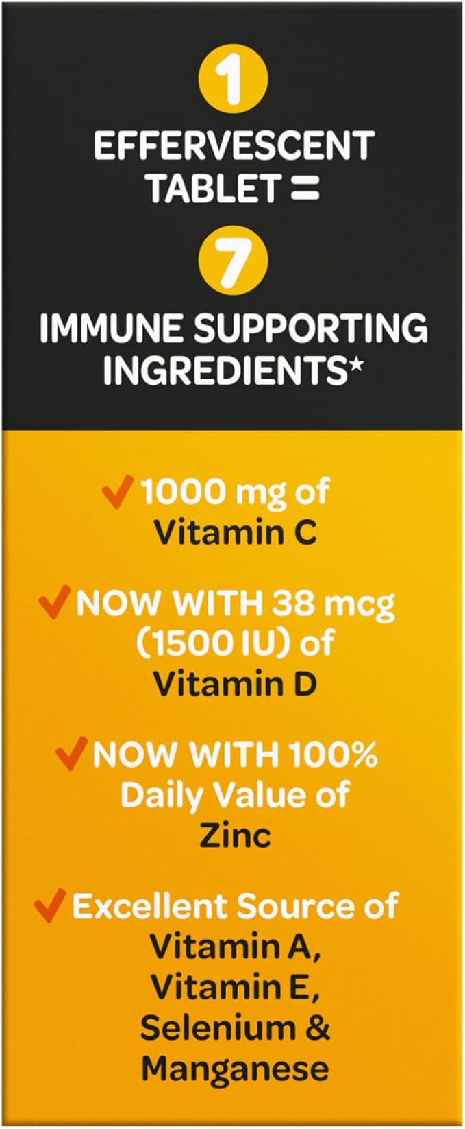 Airborne 1000mg Vitamin C with Vitamin D & Zinc, Sugar Free Multivitamin Immune Support Supplement, Antioxidants Vitamins A C & Vitamin E, 30 Effervescent Tablets, Zesty Orange Flavor