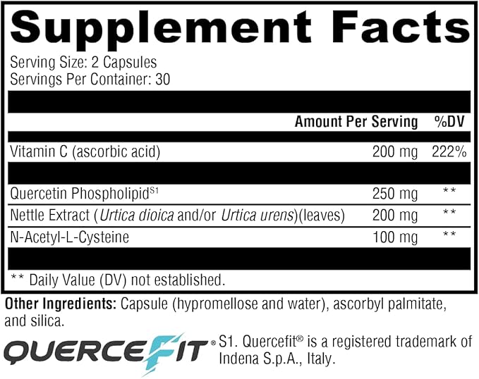 XYMOGEN Quercetin 20× Plus - Quercetin Supplements - Daily Complex with Vitamin C, N-Acetyl-L-Cysteine & Nettles - Formulated for Respiratory Support - Vegan & Gluten-Free (60 Capsules)
