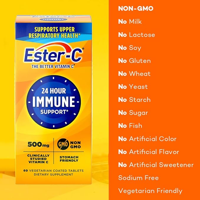 Ester-C Vitamin C, 500mg Tablets, 60-Count Bottles (Pack of 2)