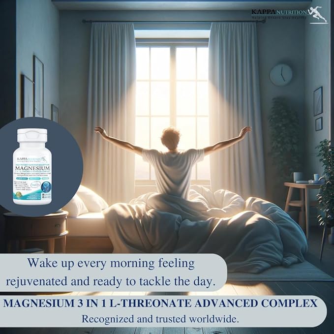 Kappa Nutrition Magbrain™ Magnesium L-Threonate Plant-Based, 420mg Elemental Magnesium (3 Capsules) from 2,253mg, 90 Vegan Capsules, Brain, Sleep & Muscle Support.