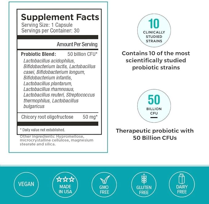 Omax3 Boxes Vegan Probiotic + Prebiotic Supplement Pills, 50 Billion CFU, 10 Clinically Studied Strains, Dairy-Free, Non-GMO, Blister Packed (90 Vege-Capsules)