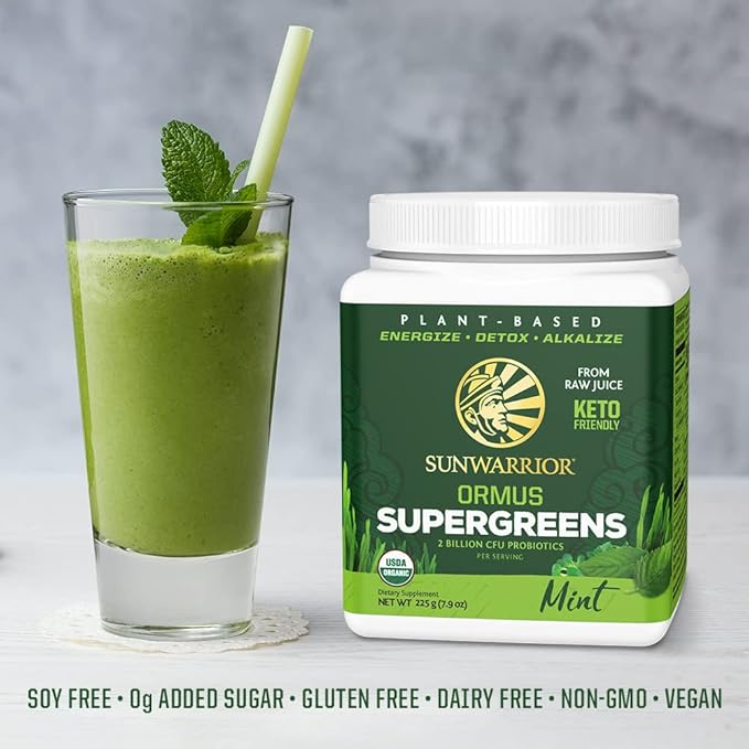 Organic Greens Powder Superfood Complex | Organic Super Greens Powder from Raw Juice with Probiotics Moringa Leaf & Electrolyte Minerals | Vegan Non-GMO No Added Sugar (Mint, 45 Servings)