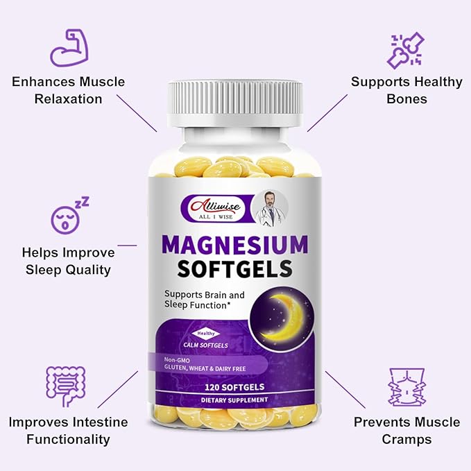 2 Pack High Absorption Magnesium Glycinate 400mg Softgels Supplement, Magnesium with Calcium - Highly Bioavailable - with Vitamin D3 & K2, for Sleep, Mood, Brain Support