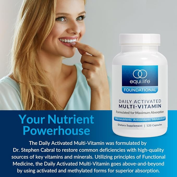 Equilife Daily Activated Multivitamin, 21 Essential Vitamins and Minerals with B Complex, Antioxidant Formula for Immunity and Wellness Support, Gluten Free, Non GMO, 120 Capsules