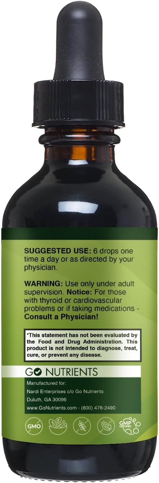 Go Nutrients Iodine Edge – Organic Nascent Iodine Liquid Supplement for Thyroid Support, Energy, Immune & Cognitive Health – High Absorption Drops - Natural Tincture for Women & Men – 1 oz