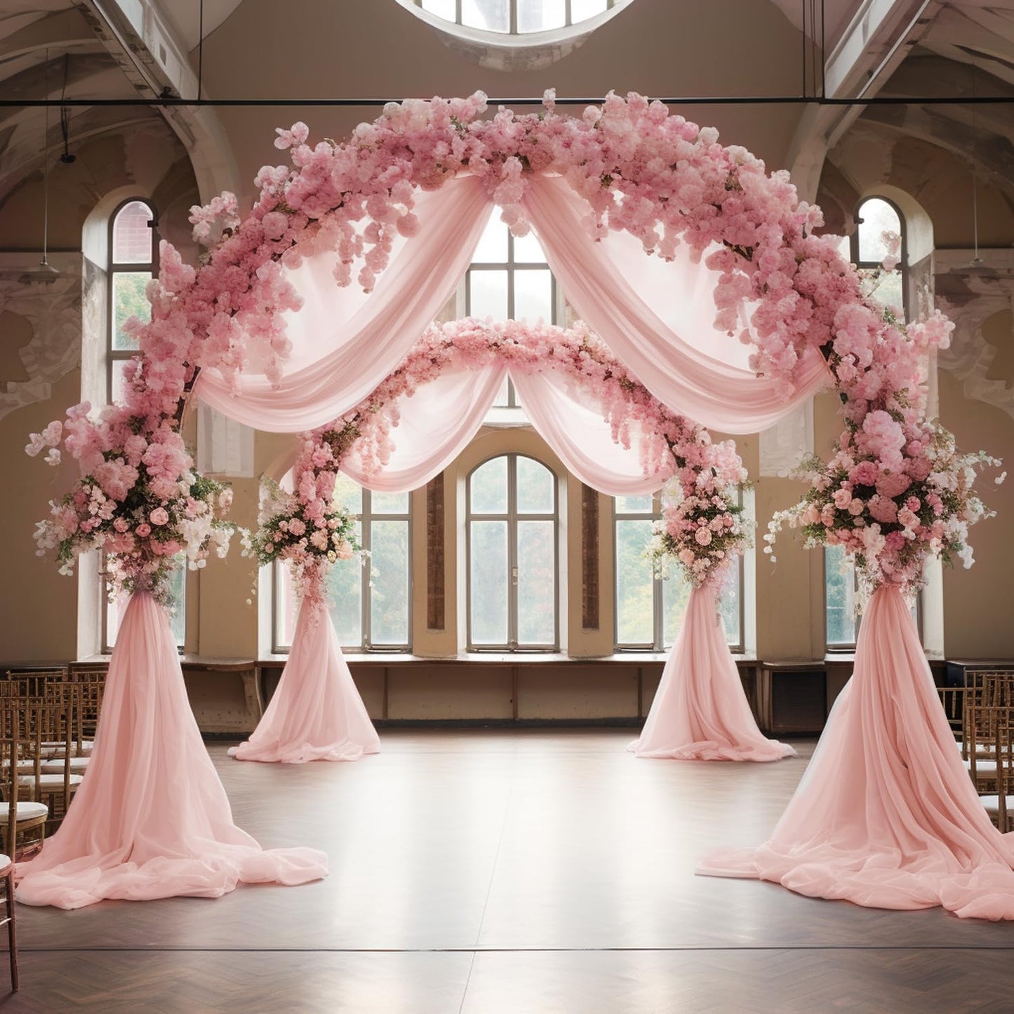 Wokceer Wedding Arch Draping Fabric 6 Panels 28.7" x 20FT Blush Drapes Sheer Fabric Backdrop Arch Draping Fabric for Wedding Ceremony Birthday Party Bridal Shower Decoration