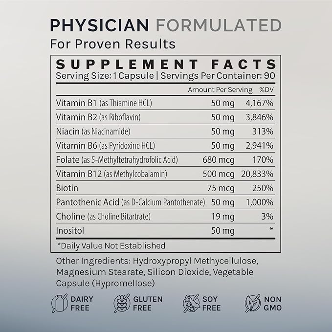 InfiniWell Methylated B Complex - Methylated Multivitamin with B Vitamins - High-Potency, Active Forms for Nervous System, Immune & Adrenal Health - Promotes Healthy Methylation (90 Capsules)