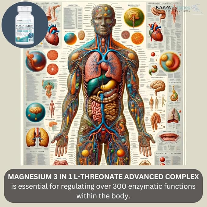 Kappa Nutrition Magbrain™ Magnesium L-Threonate Plant-Based, 420mg Elemental Magnesium (3 Capsules) from 2,253mg, 150 Vegan Capsules, Brain, Sleep & Muscle Support.