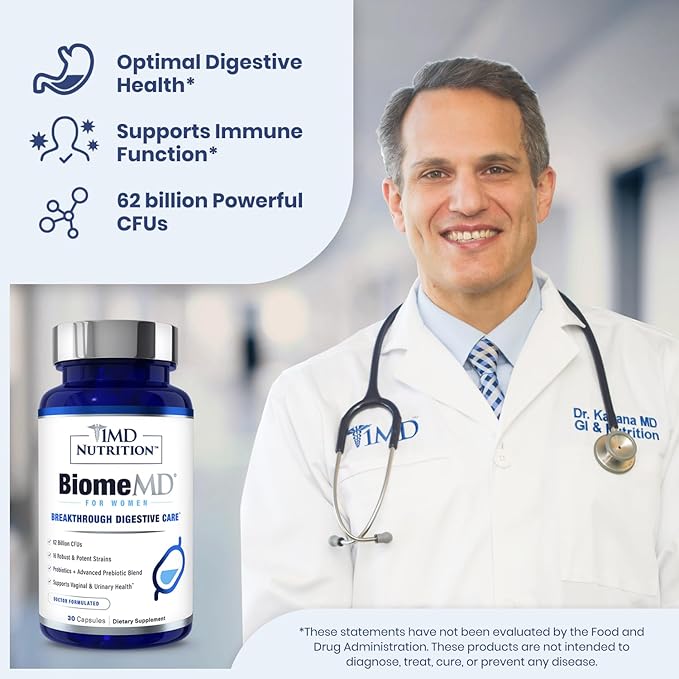 1MD Nutrition BiomeMD Probiotics for Women - Daily Prebiotics and Probiotics for Women - More Than 60 Billion CFUs, 15 Strains - Womens Probiotic to Support Urinary & Vaginal Health - 30 Capsules