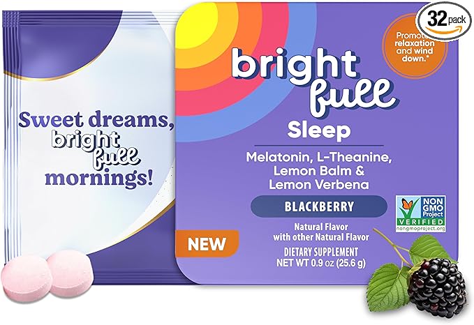Natural Sleep Aid with Melatonin, Ashwagandha, Lemon Balm & L-Theanine – Drug-Free Sleep Support Supplement – Restful Sleep, Back to Sleep – BlackBerry Flavor – 32 Chewable Tablets