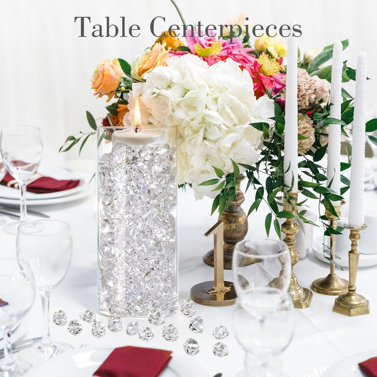 DomeStar 1050PCS Clear Fake Ice, Acrylic Fake Diamonds, Crushed Ice Rocks Clear Vase Fillers Fish Tank Vase Centerpiece Party Table Scatter Decor