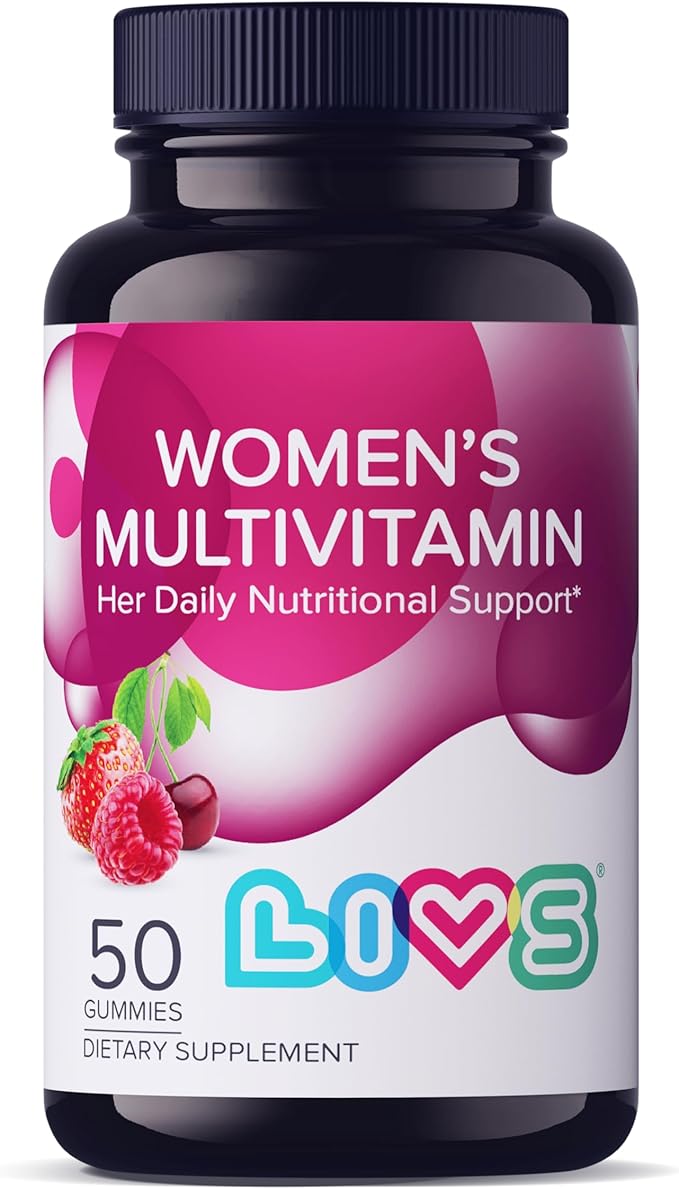 Women's Multivitamins Gummy Vitamin - Multivitamin for Women, Gummy Vitamins, All-Natural, Gluten-Free, Non-GMO, Womens Vitamins Gummies - Strawberry, Cherry, & Raspberry Flavored, 50 Count