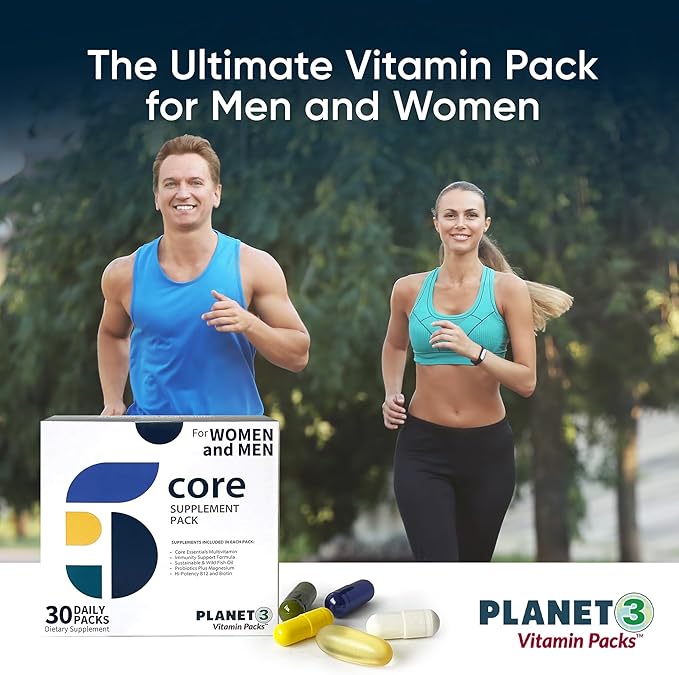 Daily Vitamin Packs for Men & Women – Multivitamin with Omega 3 for Heart Health, Immune Support with Elderberry, Vitamin C & Zinc, Eye Vitamins Lutein & Zeaxanthin – Planet 3 Vitamin Packs