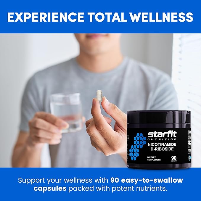 STARFIT - Nicotinamide D-Riboside (2 Pack), Booster NAD+, Energy & Focus Supplement, Anti-Aging Cellular Support, Total 180 Capsules