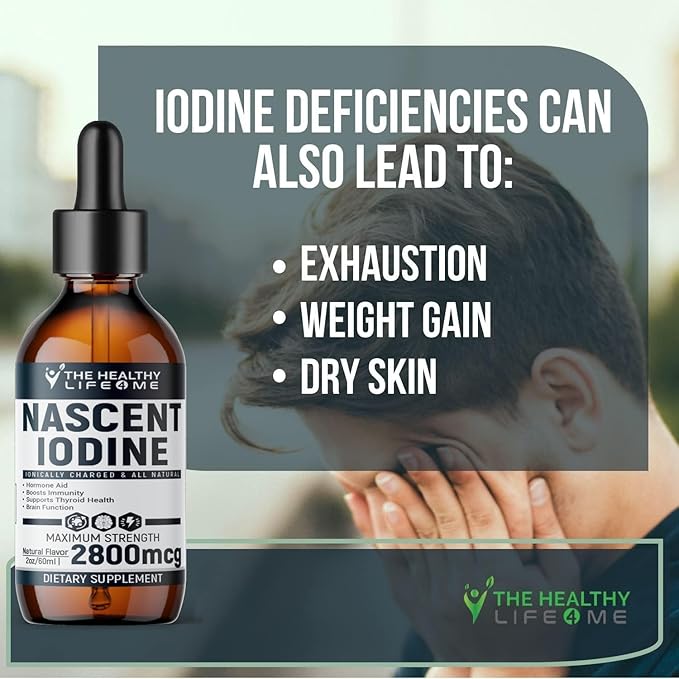 Nascent Iodine Supplement | 2800mcg | Potassium Iodide | Iodine Drops | Vegan | Clear Color | Large 2oz