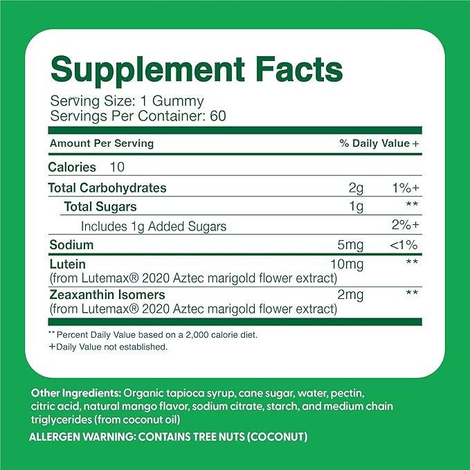 Feel Great Kids Gummy Vitamins for Eyes | Essential Eye Vitamins Lutein and Zeaxanthin | Mango Flavored Vegan Eye Vitamins for Kids | Gluten Free | 60 Day Supply