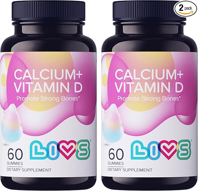 Calcium & Vitamin D3 Gummies – 170mg Calcium + Vitamin D3 Per Serving | Sugar Free, Vegan, Gluten‑Free & Kosher | Calcium Supplement for Bone & Muscle Support | Cotton Candy Flavor – 120 Count