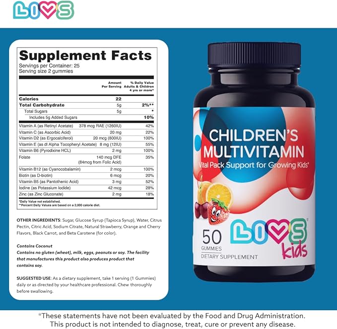 Children's Multivitamin Gummy - Kids Multivitamin Gummies with Vitamin D2, Omega 3, Zinc, Vitamin C, B12 & More | Gluten-Free, Non-GMO Supplements for Kids – Strawberry, Cherry & Org Taste, 100ct