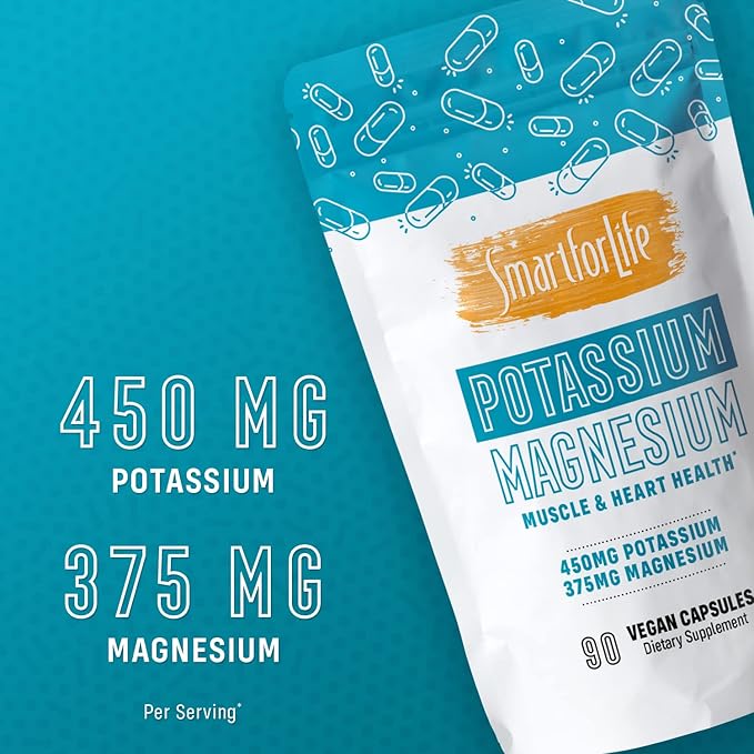 SMART FOR LIFE Potassium Magnesium Supplement – High Absorption Mineral Complex – 90 Vegan Capsules – Muscle Support & Electrolyte Balance