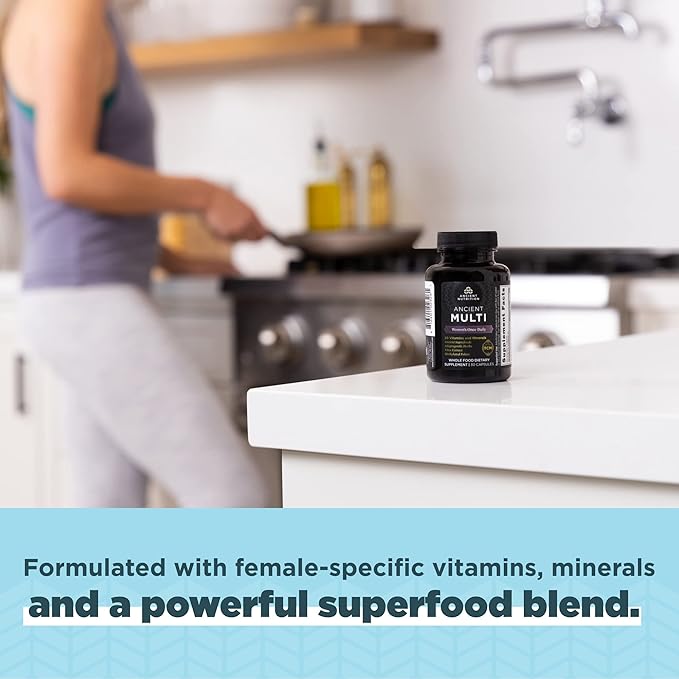 Ancient Nutrition Multivitamin for Women, Women's Once Daily Supplement, Methlyated Vitamin B, C, K2, Magnesium, Folate & Iron, Supports Bone Health, 30 Count