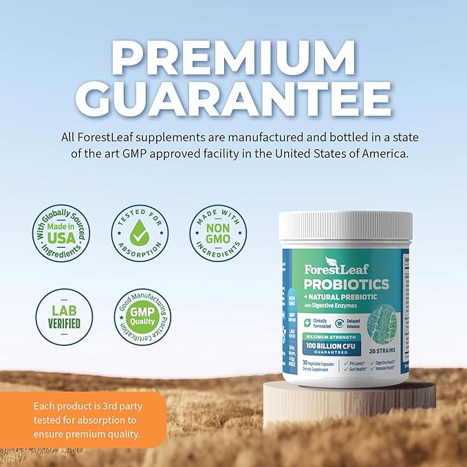 Probiotics for Men and Women, 100 Billion CFU, 26 Unique Strains, Men's and Women's Probiotic and Prebiotics Support Digestive Health, Gut Wellness, Energy, Mood, Immune, PH Balance (30 Caps)