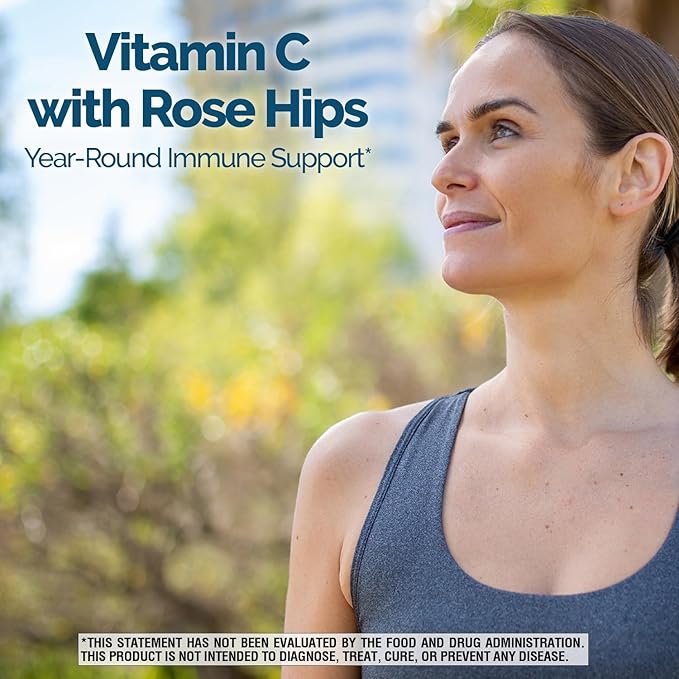 Nature's Wonder Vitamin C 1000 mg with Rose Hips Tablets for Immune Health, 250 Servings, 250 count