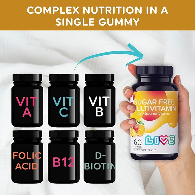 Sugar Free Multivitamin Gummies for Adults & Kids – Vegan Gummy Vitamin with A, C, D, B-Complex (B3, B5, B6, B12), Biotin & Zinc | Multivitamin Supplements for Overall Wellness & Support - 120 Ct
