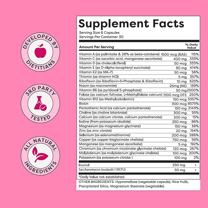 The Prenatal Supplement, Alleviates Morning Sickness and Contains Essential Nutrients Formulated to be The Complete Prenatal and Postnatal Support - 180 Capsules