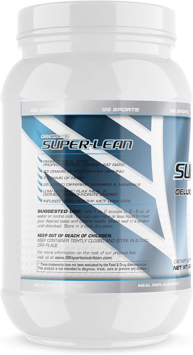 Nutrition Super-Lean Deluxe Meal Replacement (32g Protein, 7g Fiber, 25 Added Vitamins & Minerals) – 2.5lb Jar – Peanut Butter Milkshake