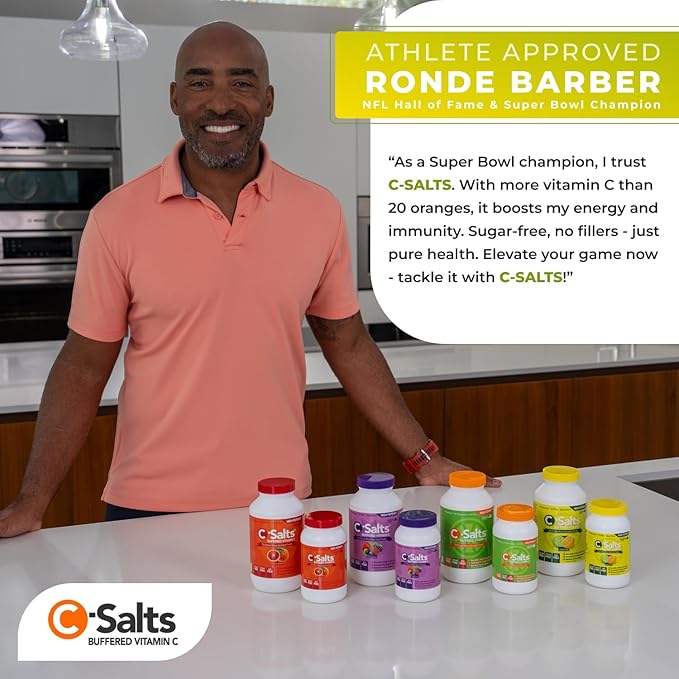 C-Salts Original Vitamin C Powder Supplement - 100% Pure High Dose Buffered Vitamin C Powder for Immune Support - Sugar-Free Powdered Drink Ascorbate, Organic, Stomach-Friendly, Lemon Lime 26oz