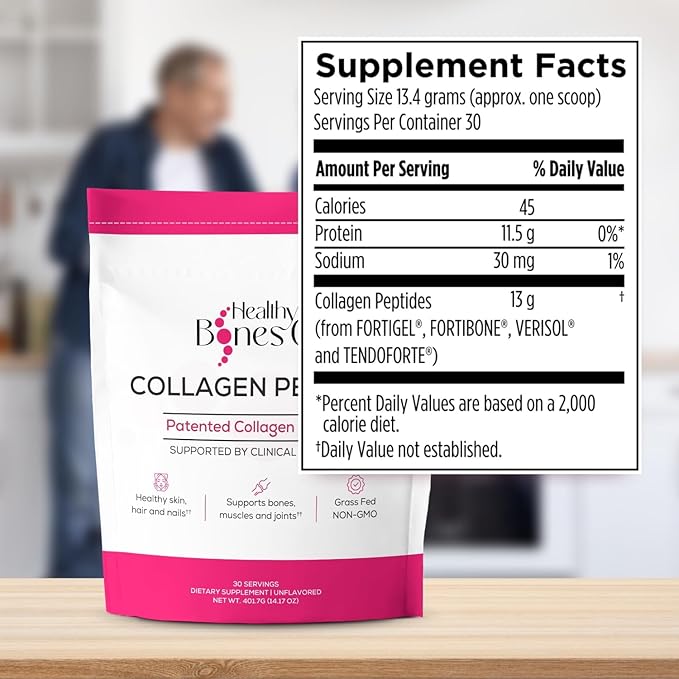 FORTIBONE Premium Bone Health Collagen Peptides w/FORTIGEL, VERISOL, TENDOFORTE | Clinically-Supported for Bones Joints Skin Hair Nails | Hydrolyzed Collagen Complete Anti-Aging Formula | 6 Pack