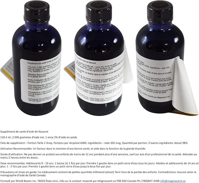 Nascent Iodine Organic Daily Health Supplement High Potency 2% Concentrated Liquid Iodine Drops Supports Energy & Metabolism (4oz/118.4ml)