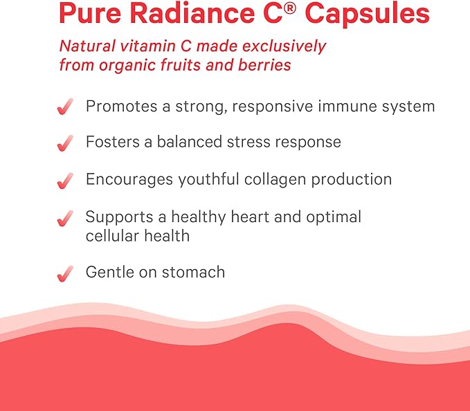 PURE SYNERGY Pure Radiance C – Organic Vitamin C Capsules | 100% Whole Food Supplement, Non-GMO, Camu Camu Extract with Natural Immune & Collagen Support – 90 Capsules